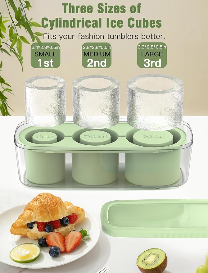 White Elephant Gifts Christmas Stocking Stuffers, Ice Cube Tray for Stanley Tumbler 20-40oz, Silicone Ice Molds for Freezer, Ice Maker for Whiskey, Coffee, BPA-free, Gift for Men(Green)