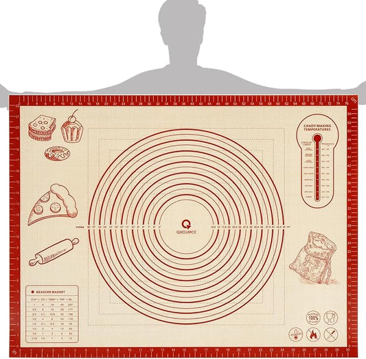 Silicone Baking Pastry Dough Mat - 32x24Inch Extra Large Cookie Bread Rolling Mats Sheet, Nonstick Kitchen Counter Kneading Board, Thick Reusable Pie Cookies Pizza Fondant Making Matt with Measurement