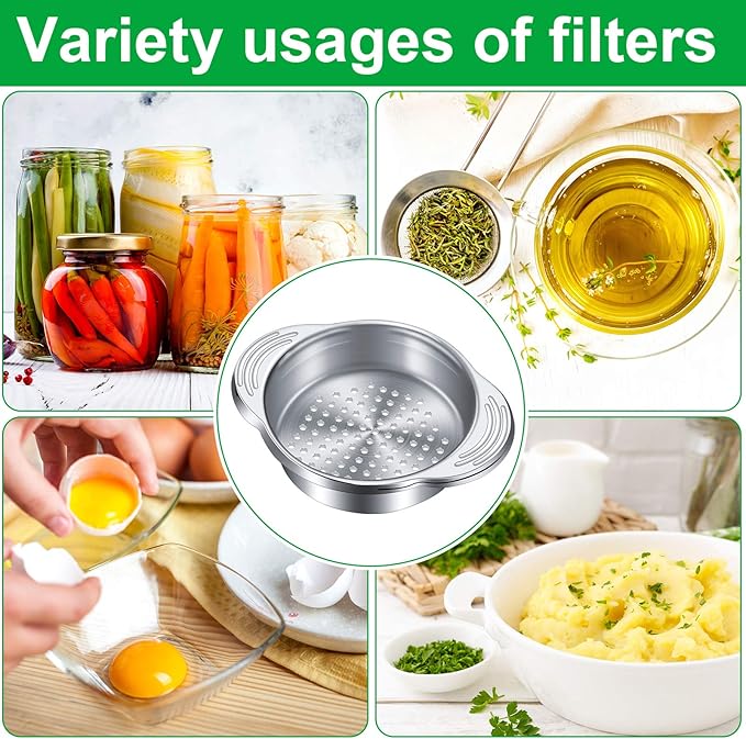 Patelai 2 Pieces Tuna Can Strainer Stainless Steel Food Strainer Sieve Metal Press Lid Canning Colander Oil Drainer Tuna Filter for Beans Vegetables