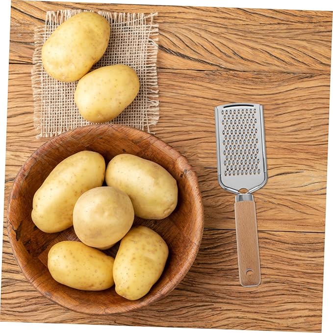 1Pc Stainless Steel Plane Grater Zester with Non Slip Wood Handle Kitchen Gadget for Fruits and Vegetables Easy to Clean for Home Restaurant and Hotel Use