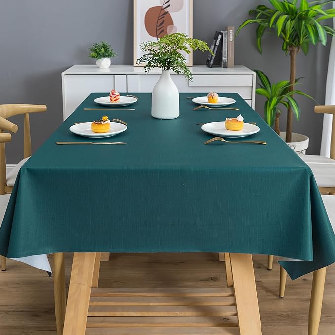 Rectangle Table Cloth,100% Waterproof Tablecloth Oil Proof Spill Proof Vinyl Table Cloth, Wipe Clean Plastic Table Cover for Dining, Camping, Indoor and Outdoor 54" x 120",Navy Blue