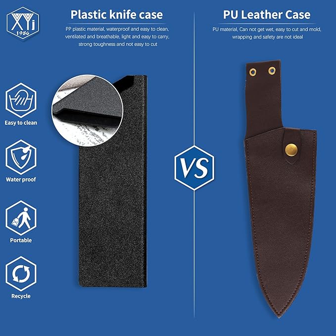 XYJ 3pcs/set Safety Knife Sheath Sleeves,Universal Knife Edge Guards For 6'' Kitchen Knife,Black ABS Knife Cover Case,Blade Guard Protectors,Chef Knives Covers or Sleeve(Knives Not Included)