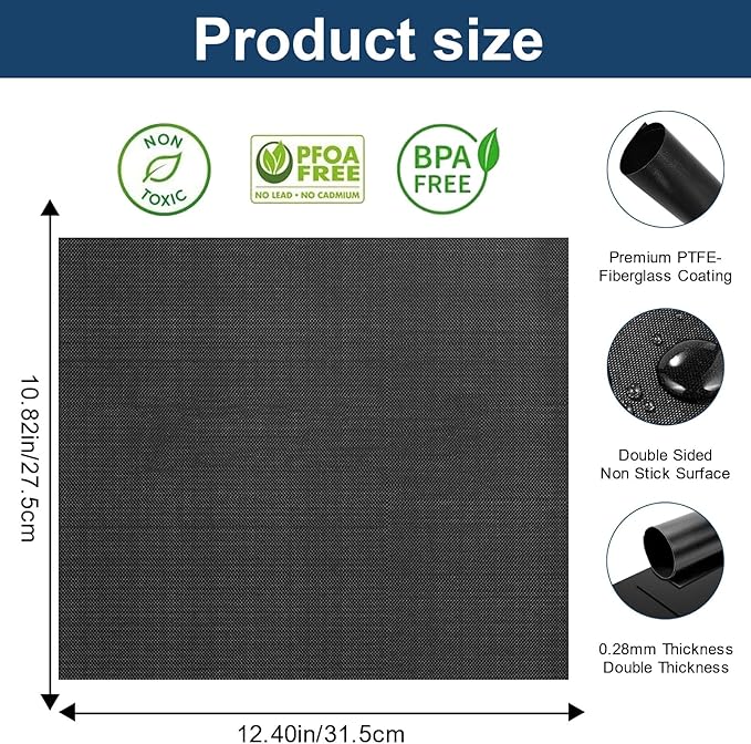 GWYSY 4-Pack Set Fiberglass Reusable Oven Baking Mats for Ninja DT201 DT251 Foodi 10-in-1 Smart XL Air Fry Oven 10.83"x12.4" Non-Stick Air Fryer Liners Heat-Resistant oven liners for bottom of oven