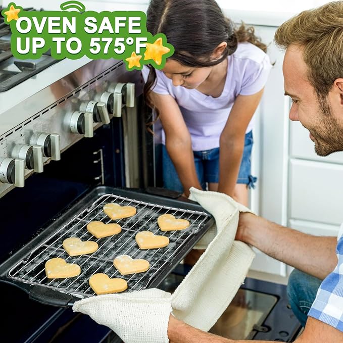 Cooling Rack and Baking Rack with Stainless Steel, 2 - Pack 10 x 15 Inches Heavy Duty Cooling Racks for Cooking and Baking, Sturdy Cookie Cooling Rack, Easy to Clean Oven & Dishwasher Safe