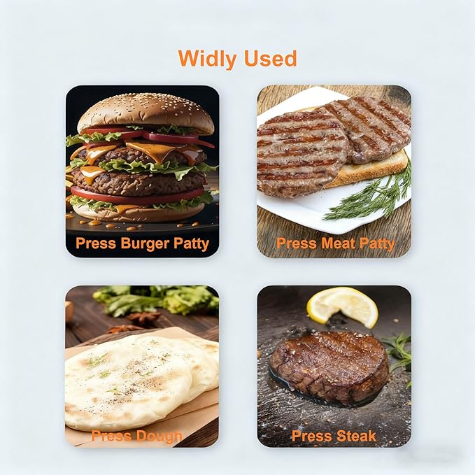 Stainless Steel Burger Press 6.3-Inch Bacon & Grill Press, Versatile for Pressing Bacon Burger Steak Dough Essential Kitchen Outdoor Grilling Tool