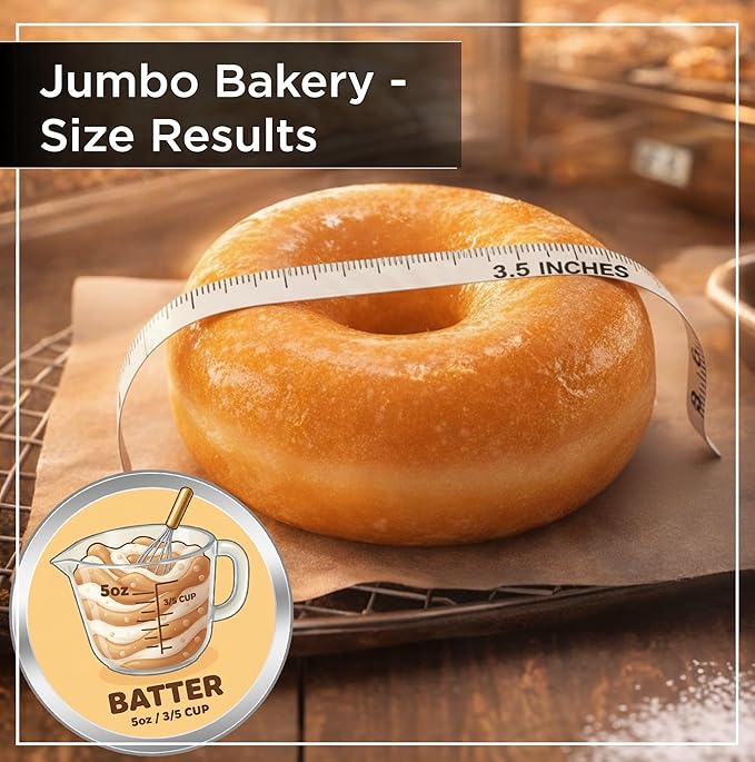 Wrenbury Donut Pan for Baking - Non-Stick Carbon Steel 6-Cup Mold with Silicone Grip Handles, PFOA Free, Easy Release, Even Heating, Oven and Dishwasher Safe, 3.5 Inch Large Cups