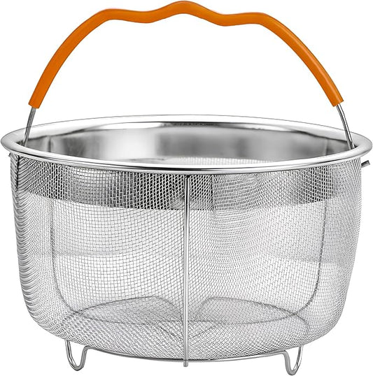 REDANT Steamer Basket for Instant Pot Accessories 6 & 8 Qt - Stainless Steel Mesh Strainer and Colander for Kitchen - Vegetable Steamer Insert with Handle for Cooking Broccoli, Eggs, Pasta - Silver