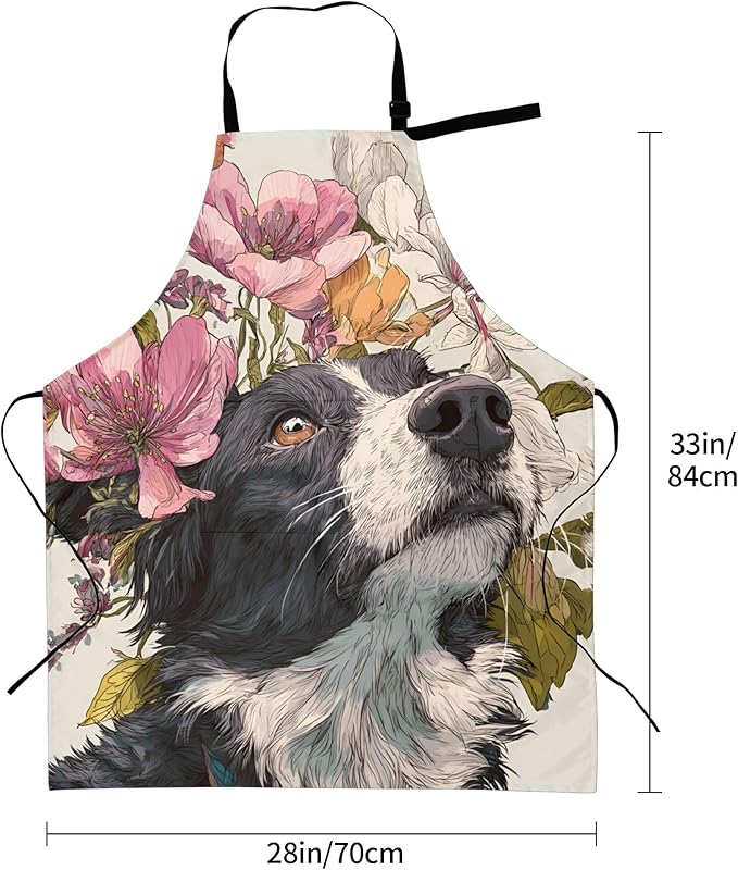 Apron with Pockets Aprons for Women Men Kitchen Chef Apron for Cooking Gardening Server Waitress Painting