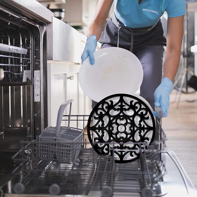 Boxiki Kitchen Silicone Trivet Mat | Trivets for Hot Dishes, Pads, Trivets, Microwave, Pot and Mexican Wall Decor (Black)