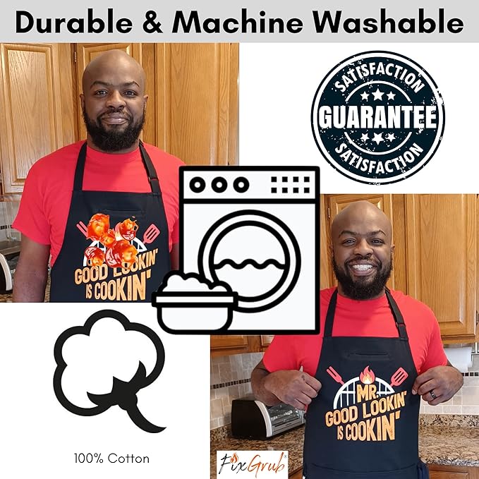 Mr Good Lookin Cooking Apron, Kitchen Apron for Men, Ideal Christmas or Father's Day Gift, Gift Set or Apron Only