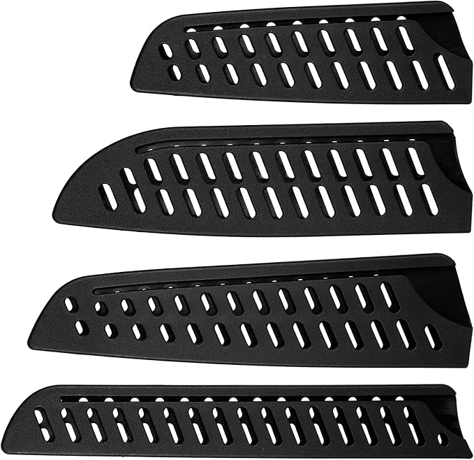4PCS Plastic Knife Guard Set, Universal Knife Sheath Blade Covers for Kitchen, Plastic Knifies Edge Guards for Paring Utility Bread Nakiri Chef Knives - Black
