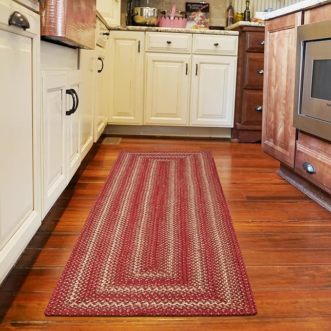 Homespice Apple Pie Braided Rug Runner 22x72 - Country Style Braided Rug Runners for Hallways and Kitchen