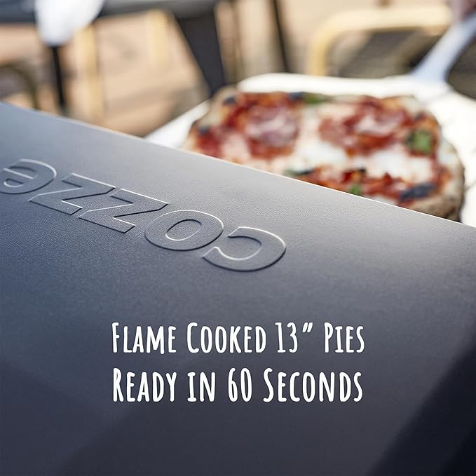 Cozze 13" Gas Pizza Oven with Rotating Pizza Stone for Easy Restaurant-Style Pizza at Home – Triple Burner, Built-In Thermometer, Fast 15-Min Preheat, Portable Outdoor Pizza Oven