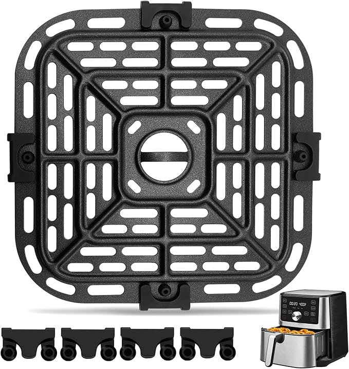 GXF Air fryer Replacement Parts for Instant Pot Vortex Plus 6 in 1 4 Quart Air Fryer Oven, 7.5''×7.5'' Square Food Grade Air Fryer Grill Pan Grill Plate Crisper Plate Accessories Tray Rack