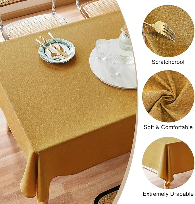 AUSSPVOCT Textured Tablecloth Round 54 Inch Waterproof Spill-Proof Wipeable Table Cloth Round Cover Wrinkle Free Circle Dining Tablecloths for Birthday Farmhouse Outdoor Party up to 38'' Dia Tables