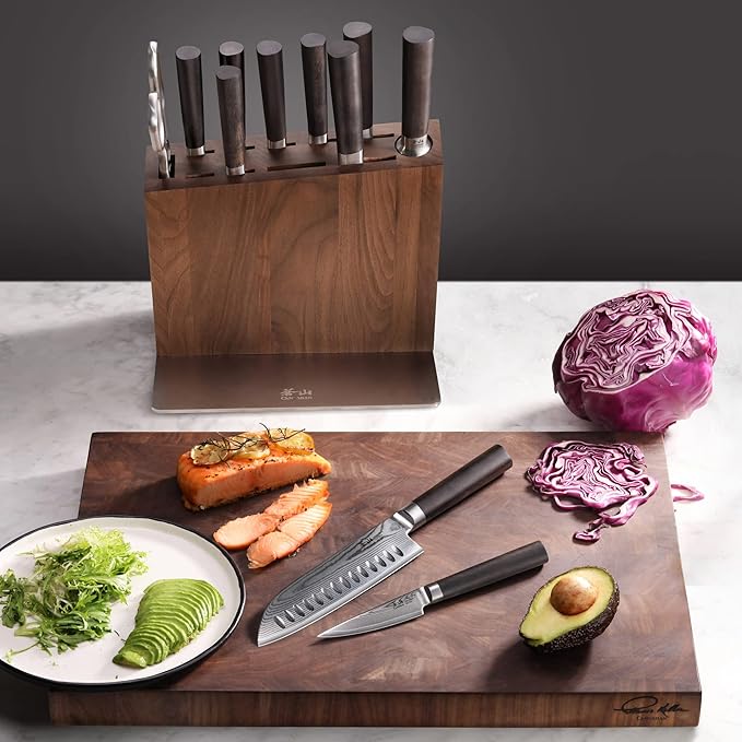 Cangshan HAKU Series 12-Piece Knife Block Set, Forged X-7 Damascus Steel, HUA Walnut Block, 501196