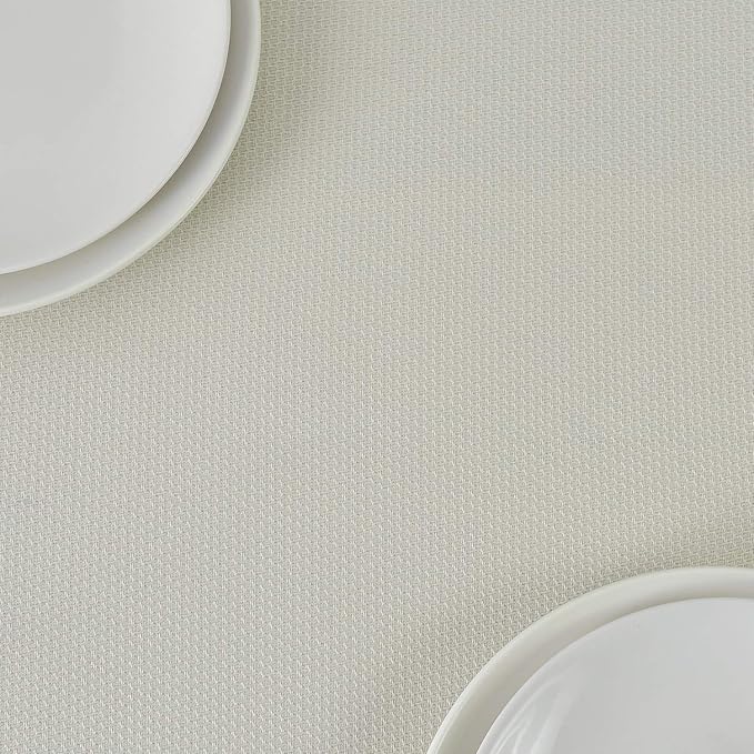 maxmill Jacquard Square Tablecloth Waterproof Spillproof Wrinkle Resistant Soft Textured Table Cloth for Dinner and Party Washable Polyester Fabric, Indoor and Outdoor Use, 60 x 60 Inch, Ivory
