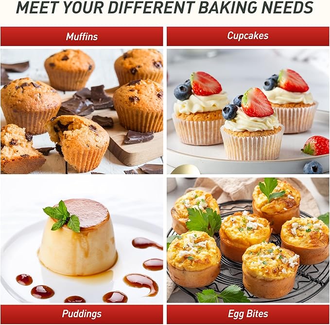 Socisen 2 Pack 6 Cups Silicone Jumbo Muffin Pan with Metal Reinforced Frame Silicone Molds Cupcake Cake Baking Pans Egg Bites Muffin Tin Tart Pans Bundt Pan Reposteria Accesorios Moldes Para Pasteles