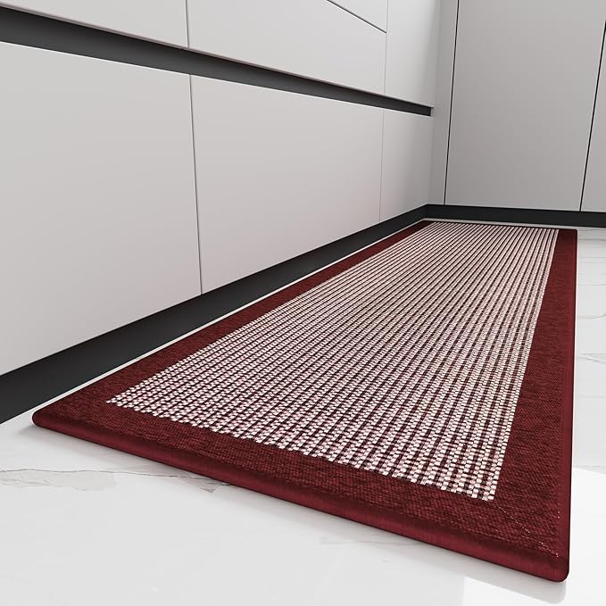 PADOOR Kitchen Mats for Floor, Kitchen Rugs Non Slip Washable, Rubber Backed Christmas Kitchen Runner Super Absorbent Xmas Kitchen Floor Mat Sink Rug, 20”x32” Red