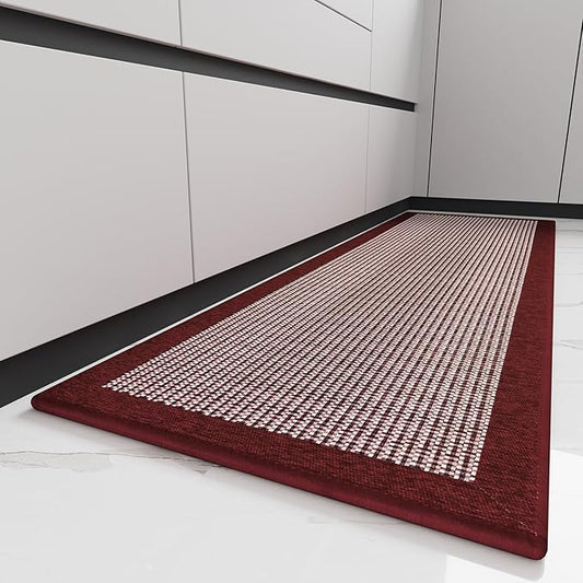 PADOOR Kitchen Mats for Floor, Kitchen Rugs Non Slip Washable, Rubber Backed Christmas Kitchen Runner Super Absorbent Xmas Kitchen Floor Mat Sink Rug, 20”x32” Red