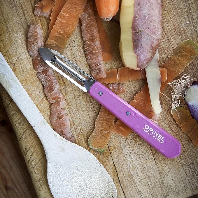 OPINEL Essential No.115 Peeler, Hornbeam Wood Handles, Made in France (Dark Purple)