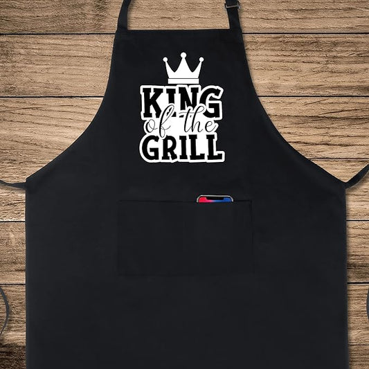 Xornis 100% Cotton Funny Apron with 2 Pockets for Men Women BBQ Grilling Adjustable Bib Black Aprons Gifts Cooking Kitchen