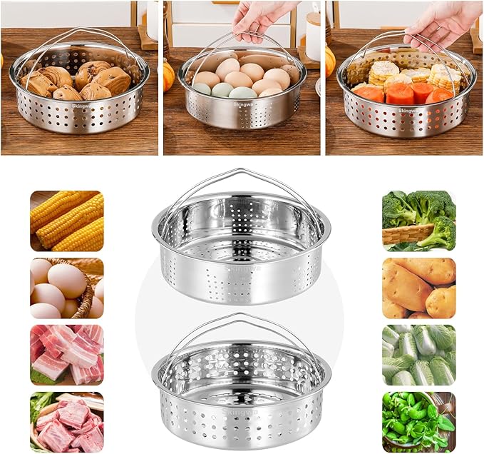 Steamer Basket,Steamer Basket Insert for 6,8 Pots (Bottom Big hole)