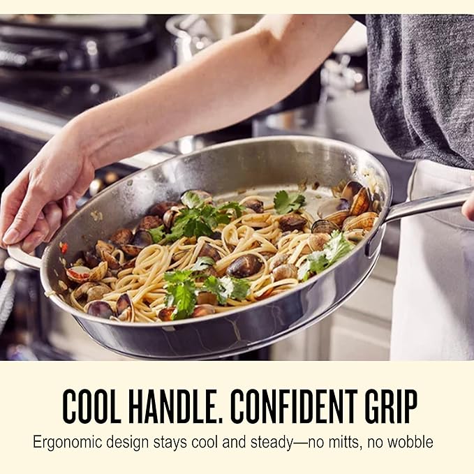 Alva Maestro 5-Ply Stainless Steel Frying Pan 3-Piece Set – Made Without PFAS/PFOA/PTFE, Non-Toxic Cookware – Induction & All Stovetop Compatible, Oven Safe, Even Heat Distribution – Belgian Designed