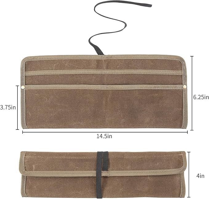 Qchengsan Chef Knife Sheath,Waxed Canvas Single Chef Knife Case Bag Roll for Traval,Sheaths for Chef's Kitchen knives,Tool Organizer Pouch Culinary Accessories Cooking Tools Roll,Gifts for Men