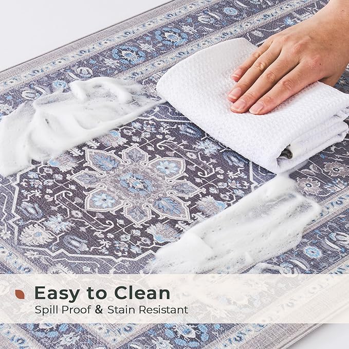 FRESHMINT Anti Fatigue Kitchen Mats Set 2 PCS, Waterproof & Non-Skid Medallion Kitchen Rugs, Cushioned Kitchen Floor Mats for Standing Washable Comfort Kitchen Runners for Lanudry, Office, Sink