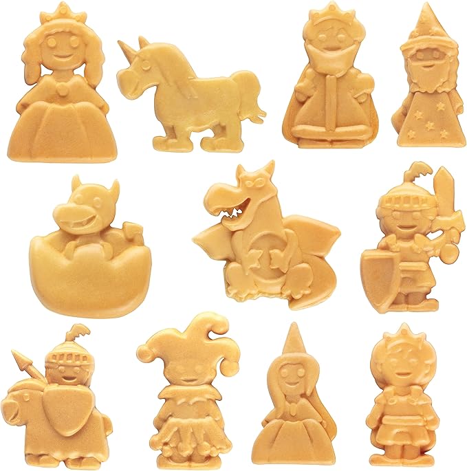 Fantasy Castle Waffle Maker- Bake & Build Castle of Waffles or Pancakes Shaped Like Bricks Knights Princesses Dragons & More- Electric Nonstick Iron w 4 Removable Dishwasher Safe Plates- Kids Gift