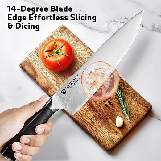 Knife Block Set: Ultra Sharp Kitchen Knife Set with Block and Sharpener, 15 Piecs Full Tang German Stainless Steel Professional Knife Set with Ergonomic Handle, Christmas Gift