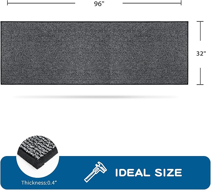 PURRUGS Machine Washable Kitchen Runner Rug 2ft8in x 8ft, Non-Slip/Skid Hallway Runner Rug, Super Absorbent Soft Area Rug for Hallway, Kitchen & Laundry, Rolled Packaging, Charcoal