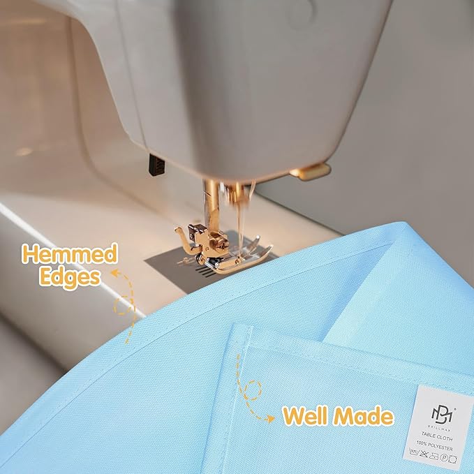 BRILLMAX 4 Pack Light Blue Tablecloths 90 x 132 Inch for 6ft Rectangle Tables - 150 GSM Polyester Fabric, Floor Length Drop, Water, Stain & Wrinkle Resistant Cloth Cover for Wedding Reception Banquet