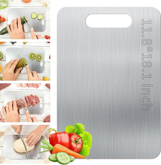 Titanium Cutting Board - 2026 New Upgrade 100% Pure Titanium Cutting Boards for Kitchen Double Sided Non Toxic Titanware Cutting Board,Hygiene Durable Dishwasher Safe Chopping Board(18.1" x 11.8")