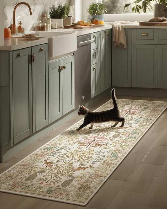 Runner Rugs Washable Kitchen Runner: 2'6"x8' Hallway Runner Rug Stain Resistant Non Slip Low Pile Soft Carpet Runners Rug for Bedroom Hallways Entryway Indoor Beside Bathroom Laundry Room