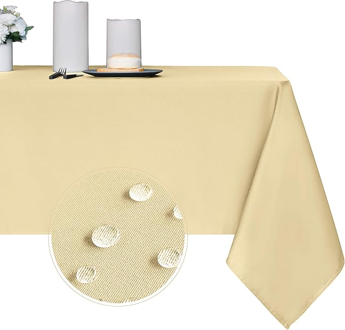 Obstal 210GSM Rectangle Table Cloth, Water Resistance Microfiber Tablecloth, Decorative Fabric Table Cover for Outdoor and Indoor Use (Champagne, 60 x 120 Inch)