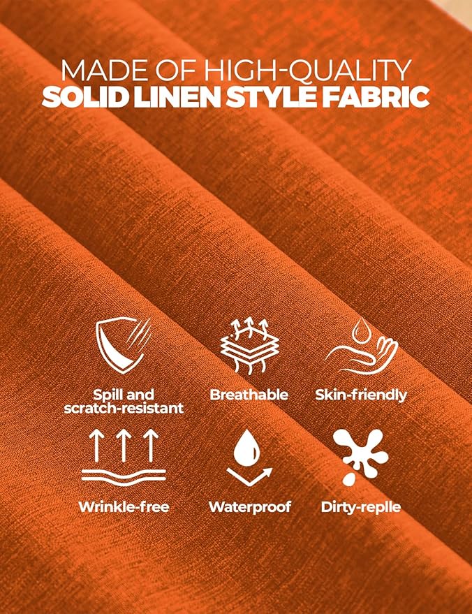 Waterproof Faux Linen Rectangle Tablecloth, Spillproof Wrinkle Free Outdoor Reusable Table Cloth for Patio, Holiday, Banquet, Party, Buffet Dinner (Oblong,60 x 120 Inch (10-12 Seats), Rust)