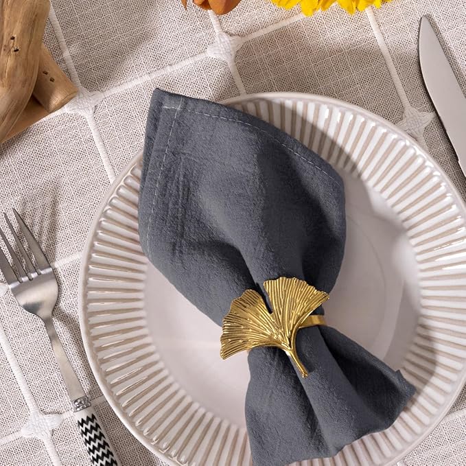 MLMC 8 Pack Charcoal Cloth Napkins Rustic Washable Cotton Linen Napkins Set of 8 Dark Grey 17"x17" Reusable Dinner Napkins Cloth for Wedding Bridal Baby Shower Party Dinning Table Decor