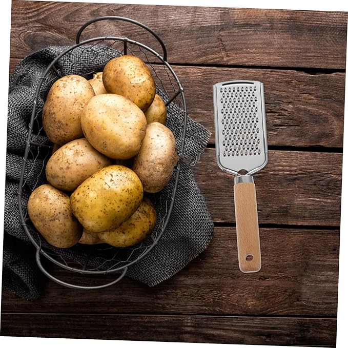 PRETYZOOM Stainless Steel Plane Grater Zester Wood Handle Vegetable and Fruit Grater Tool for Kitchen Use Easy to Clean for Potatoes and Zesting Citrus