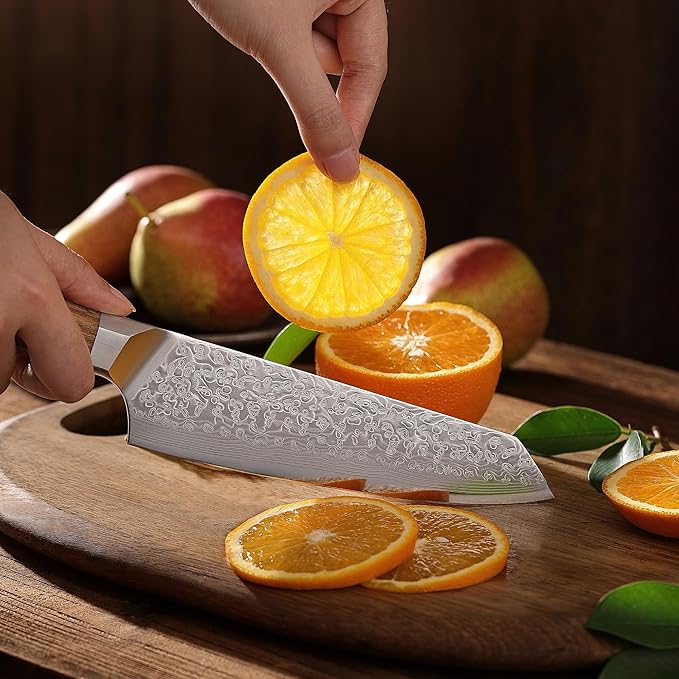 Wakoli Oribu Kiritsuke Chef's Knife – Full Tang Kitchen Knife | 7-Inch Blade Made of 67-Layer Damascus Steel with AUS-10 Core | Ergonomic Olive Wood Handle | Premium Quality, Gift Box Included