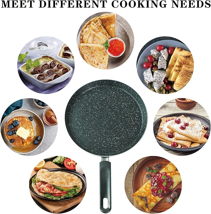 LECOOKING Nonstick Dosa Pan, Crepe Pan,Comal Para Tortillas, Non-Stick Pancake Griddle Compatible with Induction， also for Crepes.9.5 inch