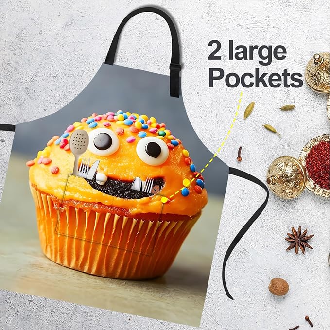 Funny Cat Apron with 2 Pockets Waterproof for Men Women Kitchen Garden Decor