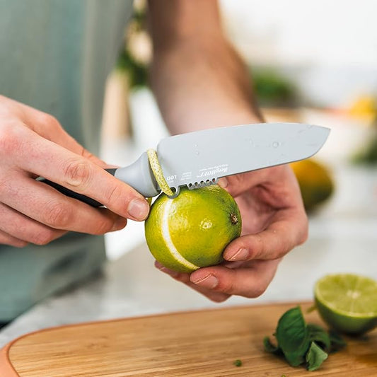 BergHOFF Leo Ceramic Coated Non-Stick Vegetable Knife with Zester, 11cm, Stainless Steel, Grey, 5.5 x 24.5 x 2 cm