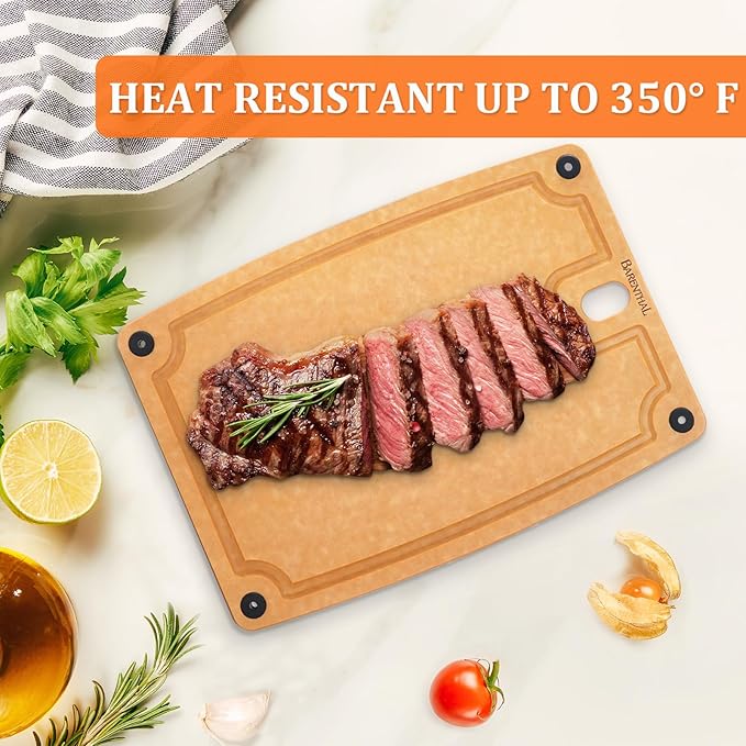 Barenthal Cutting Boards for Kitchen Dishwasher Safe Eco-Friendly Composite Cutting Board Set of 2, Reversible Chopping Board with Handles & Juice Grooves, Small & Large Cutting Board for Countertop