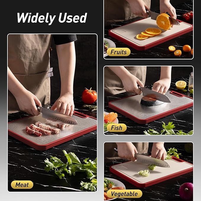 2 in 1 Pure Titanium Cutting Boards for Kitchen Chopping Board with Handle Large Big Small Kitchen Meat Butcher Block Not Stainless Steel Wood Bamboo Glass Rubber Plastic Silicone Acrylic Teak Sink