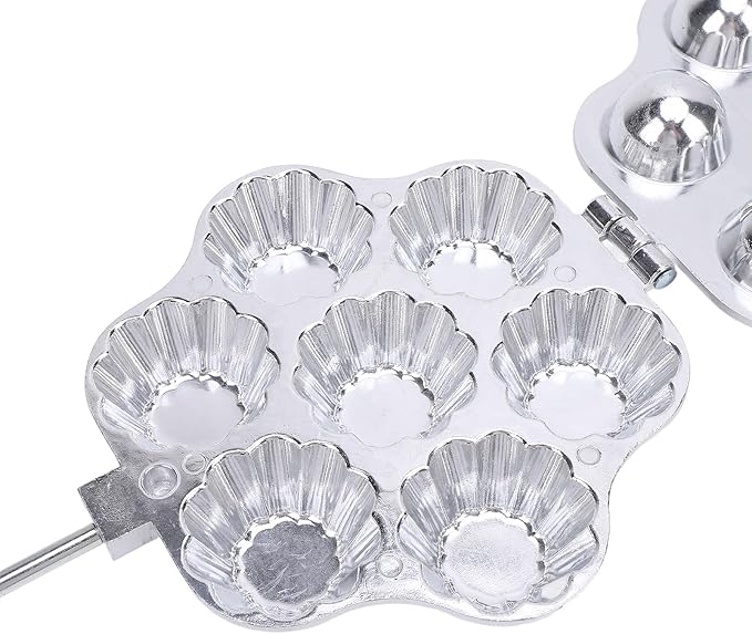 OEBUAFI 7 Holes Egg Tart Pan Aluminum Alloy Baking Tray with Handle for Pudding Muffin and Tartlets
