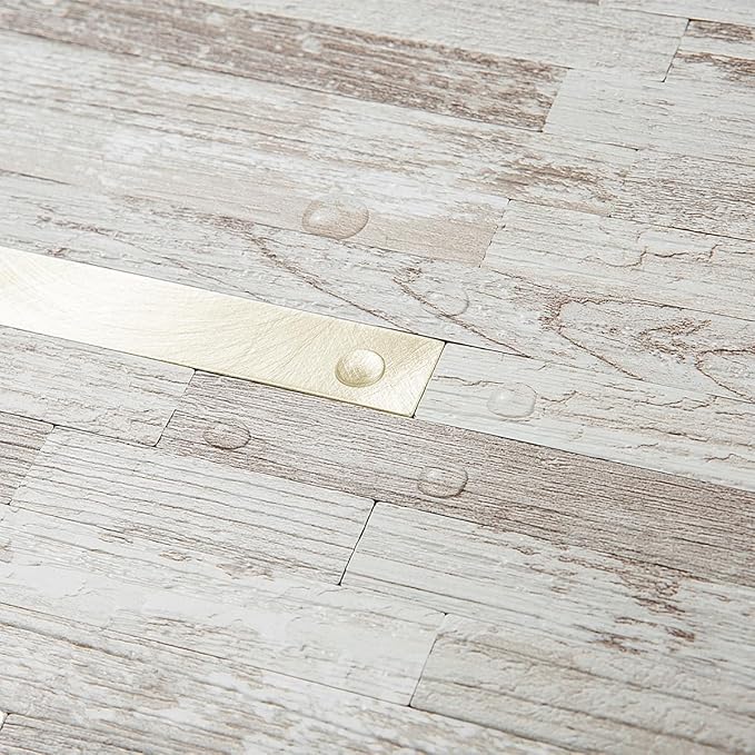 DICOFUN 10-Sheet Peel and Stick Backsplash Tile, Brown Birch Wood Look PVC Mixed Metal Gold Stick on Backsplash Tiles for Kitchen, 9.4 sq.ft