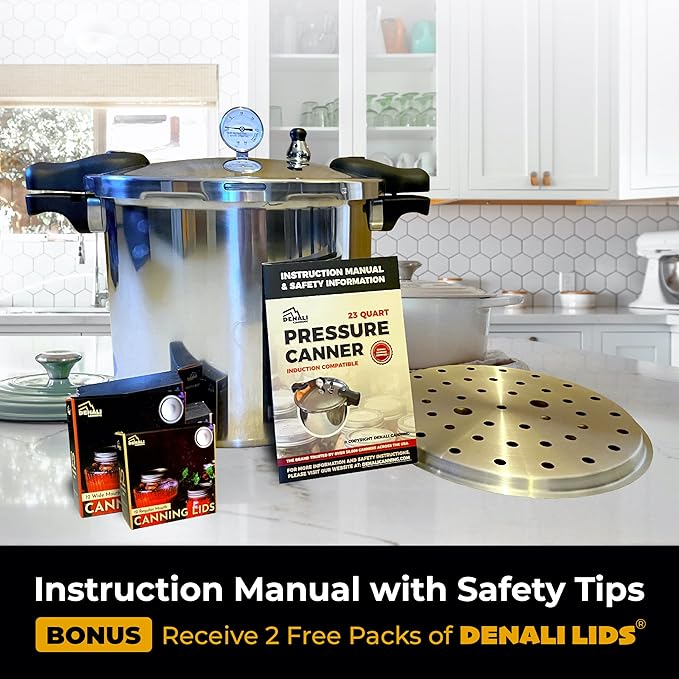 THE TANKER by Denali Canning - 23 Quart Beginner Friendly Pressure Canner & Cooker | Induction Compatible | Pressure Gauge, 15lb & 10lb Weights | Aluminum & Stainless Steel Parts | USA Company