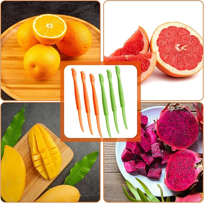 6Pcs Orange Peeler Tool Plastic Citrus Lemon Peeler Orange Peeler Stick Fruit Peeling Tool for Grapefruit Orange Cutter Slicer Kitchen Accessories Gadget